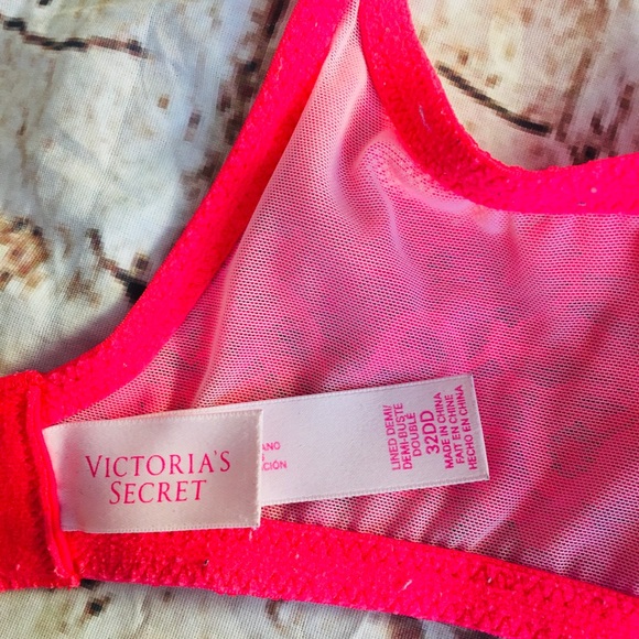 Victoria’s Secret Pink Lace Rhinestone Bra 32DD - Picture 3 of 3
